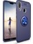 Honor 8A Kılıf Ultra Korumalı Yüzüklü Manyetik Ravel Silikon Lacivert + Cam Ekran Koruyucu 1