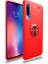 Xiaomi Mi 9SE Kılıf Ultra Korumalı Yüzüklü Manyetik Ravel Silikon Kırmızı + Cam Ekran Koruyucu 1