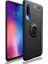 Xiaomi Mi A3 Kılıf Ultra Korumalı Yüzüklü Manyetik Ravel Silikon Siyah + Cam Ekran Koruyucu 1
