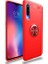 Xiaomi Mi A3 Kılıf Ultra Korumalı Yüzüklü Manyetik Ravel Silikon Kırmızı + Cam Ekran Koruyucu 1