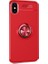 Apple iPhone XR Kılıf Ultra Korumalı Yüzüklü Manyetik Ravel Silikon Kırmızı + Nano Ekran Koruyucu 1