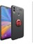 Honor 8C Kılıf Ultra Korumalı Yüzüklü Manyetik Ravel Silikon Siyah - Kırmızı + Nano Ekran Koruyucu 1