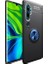 Xiaomi Mi Note 10 Kılıf Ultra Korumalı Yüzüklü Manyetik Ravel Silikon Siyah - Mavi + Tam Kaplayan 6D Polimer Nano Ekran Koruyucu 1