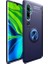 Xiaomi Mi Note 10 Kılıf Ultra Korumalı Yüzüklü Manyetik Ravel Silikon Lacivert + Tam Kaplayan 6D Polimer Nano Ekran Koruyucu 1