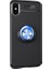Apple iPhone X/XS Kılıf Ultra Korumalı Yüzüklü Manyetik Ravel Silikon Siyah - Mavi + Tam Kaplayan 5D Cam Ekran Koruyucu 1