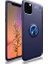 Apple iPhone 11 Pro Kılıf Ultra Korumalı Yüzüklü Manyetik Ravel Silikon Lacivert + Tam Kaplayan 5D Cam Ekran Koruyucu 1