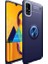 Samsung Galaxy A71 Kılıf Ultra Korumalı Yüzüklü Manyetik Ravel Silikon Lacivert + Tam Kaplayan 5D Cam Ekran Koruyucu 1