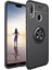 Huawei Y6 2019 Kılıf Ultra Korumalı Yüzüklü Manyetik Ravel Silikon Siyah + Tam Kaplayan 5D Cam Ekran Koruyucu 1