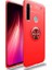 Tekno Grup Xiaomi Redmi Note 8 Kılıf Ultra Korumalı Yüzüklü Manyetik Ravel Silikon Kırmızı + Tam Kaplayan 5D Cam Ekran Koruyucu 1