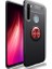 Xiaomi Redmi Note 8 Kılıf Ultra Korumalı Yüzüklü Manyetik Ravel Silikon Siyah - Kırmızı + Tam Kaplayan 5D Cam Ekran Koruyucu 1