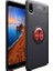 Xiaomi Redmi 7A Kılıf Ultra Korumalı Yüzüklü Manyetik Ravel Silikon Siyah - Kırmızı + Tam Kaplayan 5D Cam Ekran Koruyucu 1