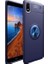 Xiaomi Redmi 7A Kılıf Ultra Korumalı Yüzüklü Manyetik Ravel Silikon Lacivert + Tam Kaplayan 5D Cam Ekran Koruyucu 1