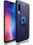 Xiaomi Mi A3 Kılıf Ultra Korumalı Yüzüklü Manyetik Ravel Silikon Lacivert + Tam Kaplayan 5D Cam Ekran Koruyucu 1
