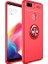 Oppo A5/A9 2020 Kılıf Ultra Korumalı Yüzüklü Manyetik Ravel Silikon Kırmızı + Tam Kaplayan 5D Cam Ekran Koruyucu 1