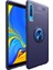 Samsung Galaxy A7 2018 Kılıf Ultra Korumalı Yüzüklü Manyetik Ravel Silikon Lacivert + Tam Kaplayan 6D Nano Ekran Koruyucu 1
