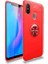Samsung Galaxy M20 Kılıf Ultra Korumalı Yüzüklü Manyetik Ravel Silikon Kırmızı + Tam Kaplayan 6D Nano Ekran Koruyucu 1