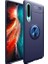 Huawei P30 Kılıf Ultra Korumalı Yüzüklü Manyetik Ravel Silikon Lacivert + Tam Kaplayan 6D Nano Ekran Koruyucu 1