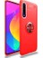 Huawei P Smart Pro 2019 Kılıf Ultra Korumalı Yüzüklü Manyetik Ravel Silikon Kırmızı + Tam Kaplayan 6D Nano Ekran Koruyucu 1