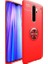 Tekno Grup Xiaomi Redmi Note 8 Pro Kılıf Ultra Korumalı Yüzüklü Manyetik Ravel Silikon Kırmızı + Tam Kaplayan 6D Nano Ekran Koruyucu 1