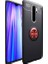 Xiaomi Redmi Note 8 Pro Kılıf Ultra Korumalı Yüzüklü Manyetik Ravel Silikon Siyah - Kırmızı + Tam Kaplayan 6D Nano Ekran Koruyucu 1