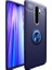 Xiaomi Redmi Note 8 Pro Kılıf Ultra Korumalı Yüzüklü Manyetik Ravel Silikon Lacivert + Tam Kaplayan 6D Nano Ekran Koruyucu 1
