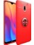 Xiaomi Redmi 8A Kılıf Ultra Korumalı Yüzüklü Manyetik Ravel Silikon Kırmızı + Tam Kaplayan 6D Nano Ekran Koruyucu 1