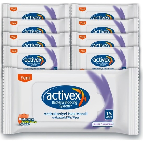 Activex Antibakteriyel Cep Boy Islak Mendil Hassas x 9 Adet