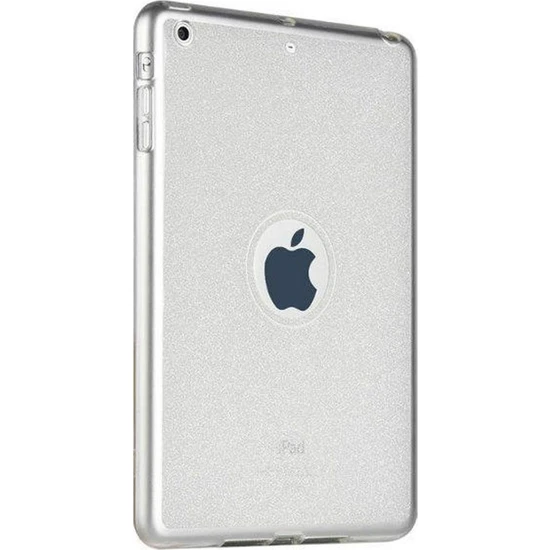 Fujimax Apple iPad Air 2. Nesil Simli Transparan Süper Silikon Kılıf + 9H 330 Derece Bükülen Nano Koruyucu (A1566 A1567) Şefaf