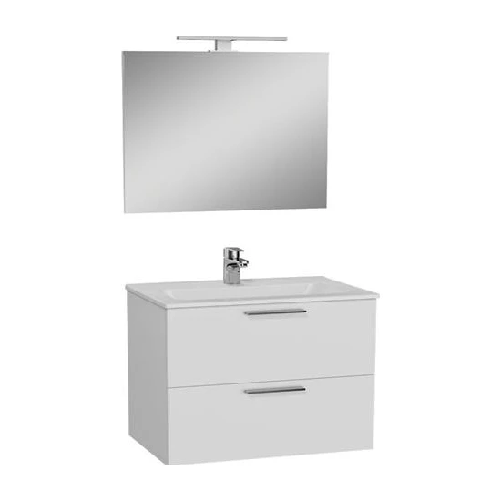 VitrA Mia 75024 Banyo Dolabı Seti, Çekmeceli, 80 cm, Parlak Beyaz