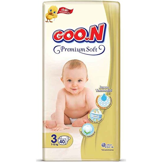 Goon Premium Soft Bebek Bezi 3 Beden Jumbo Paket 40 Adet
