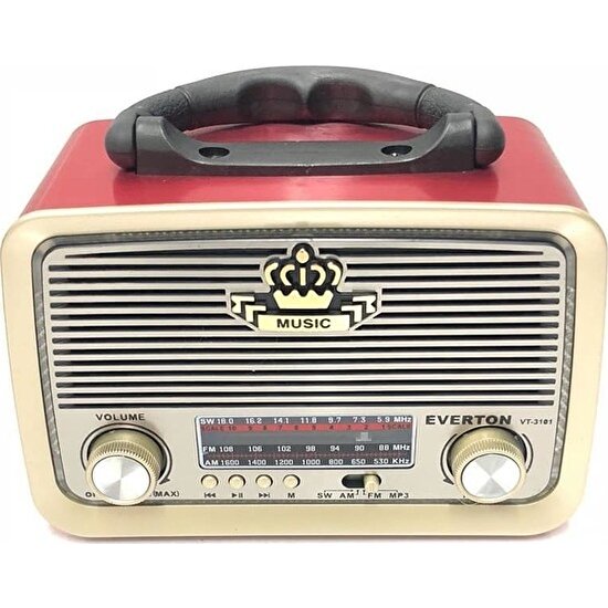 Everton Rt-301 Nostalji Bluetooth Şarjlı Radyo Usb Sd Mp3 Player
