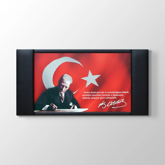 Tabloshop - Atatürk Makam Odası Deri Çerçeveli Tablo Pano Fon - 100X55CM