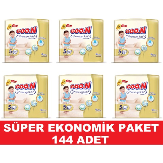Goon Soft Bebek Bezi 5 Beden Süper Paket 144�LÜ Fiyatı