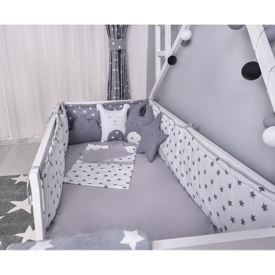 Odeon Bebek Yatak Beşik Yan Koruma Gri Beyaz Yıldızlı 80 x Fiyatı
