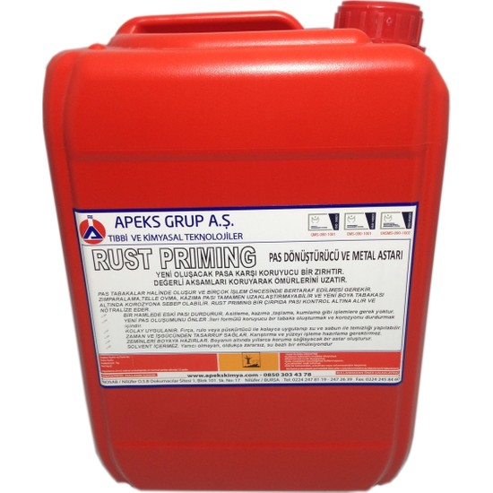 Apeks Pas Dönüştürücü Metal Astarı Rust Priming 5 kg Fiyatı