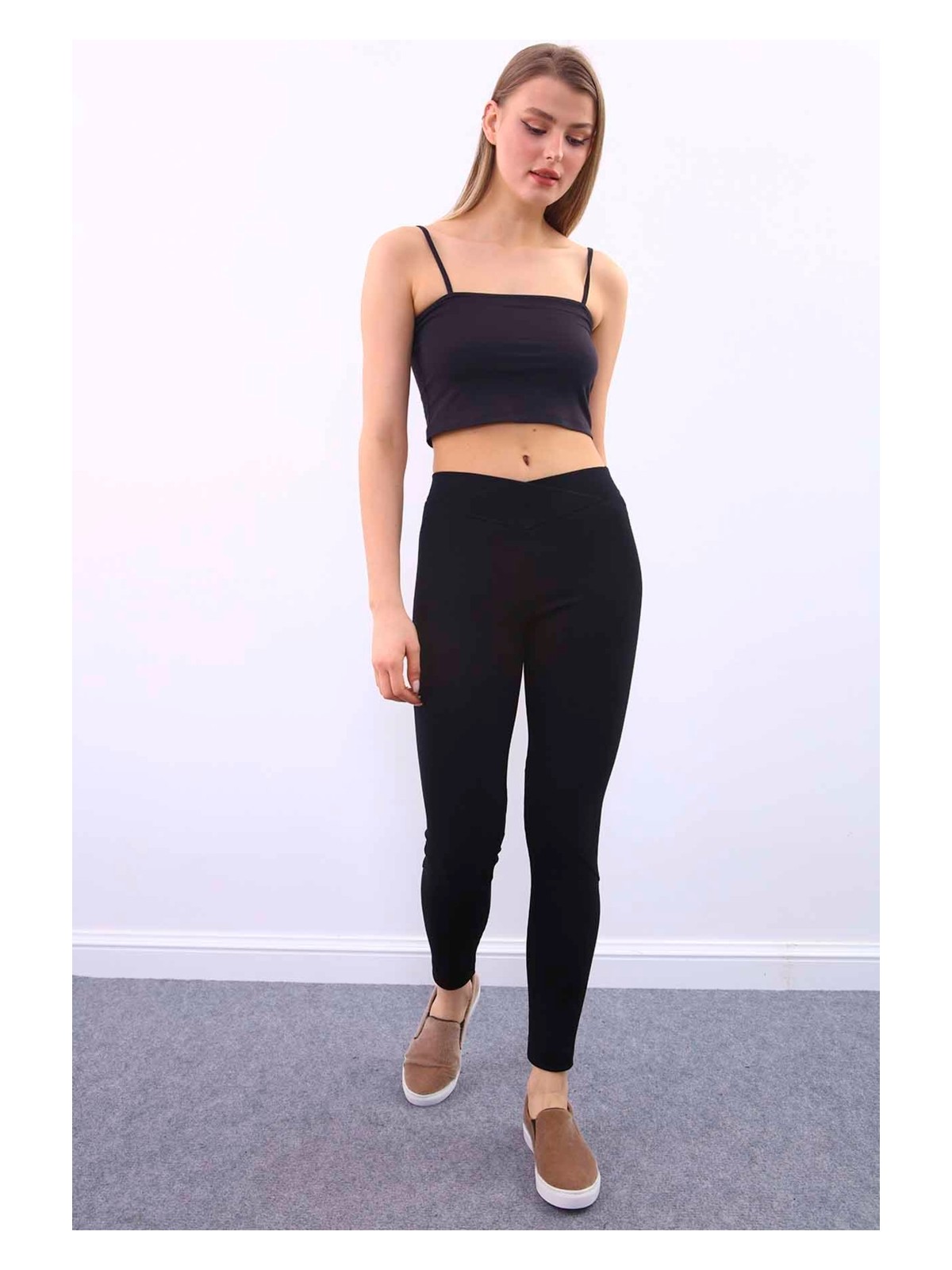 Vitrin Önü Detaylı Yüksek Bel Tayt