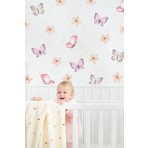 Msticker Soft Renklerde Kelebekler ve Çiçekler Çocuk Bebek Odası Cam Duvar Sticker Seti