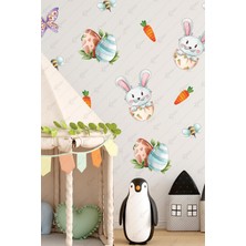 Msticker Sevimli Tavşan, Yumurta ve Bahar Figürleri Sticker Seti, Paskalya Tavşanı Sticker Seti