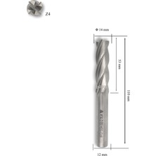 Mte 14 mm Uzun Parmak Freze Hss-Co8 Dın 844/B-N