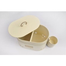 Evistro Büyük Boy 2 Bölmeli Lüx Metal Patates-Soğan-Sarımsak Kovası Krem