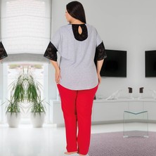 Jenny Daphne Lady Büyük Beden Kısa Kollu Uzun Pijama Takımı 10818