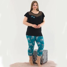 Jenny Daphne Lady Büyük Beden Kısa Kollu Kapri Pijama Takımı 10586