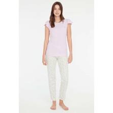 Mod Collection - Kadın Pembe Yuvarlak Yaka Pijama Takımı 3861