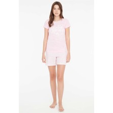 Mod Collection - Kadın Pembe T-Shirt Şort Takımı 3858