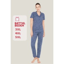 Mod Collection - Kadın Lacivert Battal Pijama Takımı 3886