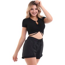 Winmoda34 Içi Taytlı Kadın  Paraşüt Kumaş Deniz Şortu