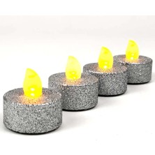 Binbir Reyon Binbirreyon Pilli Tealight Mum 4 Adetli Simli Parlak Gövde Titreyen Alevli Mum Piller Dahil 80 Saat MA057