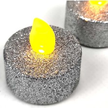 Binbir Reyon Binbirreyon Pilli Tealight Mum 4 Adetli Simli Parlak Gövde Titreyen Alevli Mum Piller Dahil 80 Saat MA057