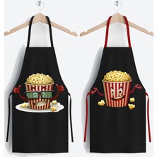 Ays Home 2'li Pop Corn Desen Siyah Mutfak Önlüğü Seti
