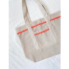 Retrobird Tasarım Tote Çanta Shopping Bag Kadın Kum Rengi